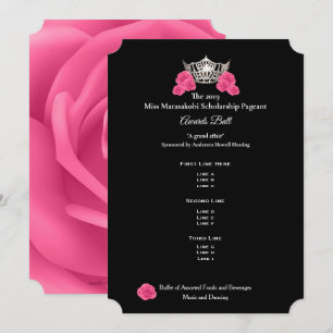 Convite Programa Ball de Prêmios de Rosa da Miss America S
