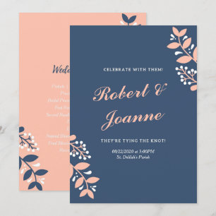 Convite Programa Casamento Rosa Azul
