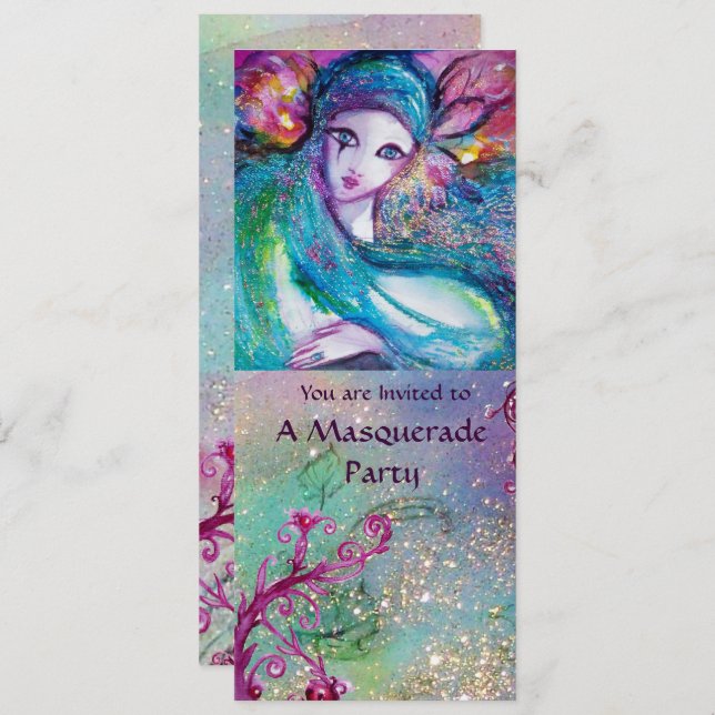 CONVITE PROGRAMA DA ELEGANTE FESTA DE MÁSCARAS LADY BLUE M (Frente/Verso)