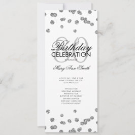 Convite Programa da Festa de 80 Anos de Idade Brilho Prata