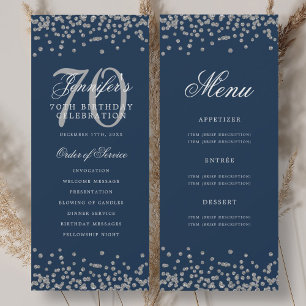 Convite Programa de 70º Aniversário Elegante Cardápio Prat
