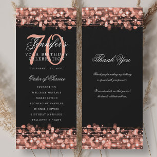 Convite Programa de 70º Aniversário em Dourado Rosa c/ Agr