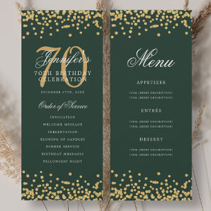 Convite Programa de Aniversário de 70 anos Confetes Dourad