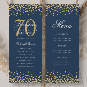 Convite Programa de Aniversário de 70 anos Dourado Azul Ma