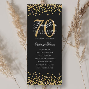 Convite Programa de Aniversário de 70 anos Elegante Confet