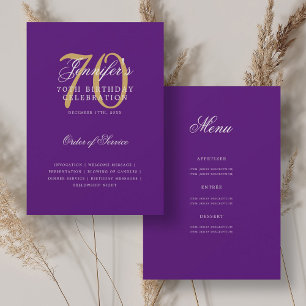 Convite Programa de Aniversário de 70 anos Elegante Dourad