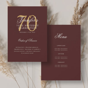 Convite Programa de Aniversário de 70 anos Elegante Menu D