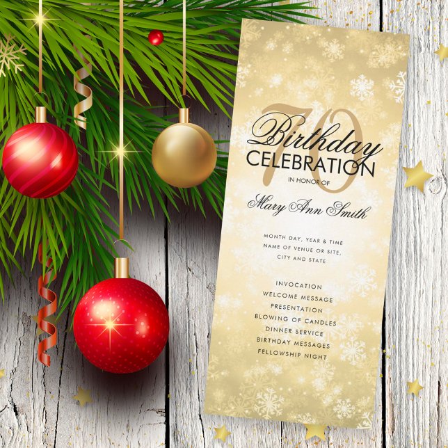 Convite Programa de Aniversário do 70 de inverno Dourado W (Criador carregado)