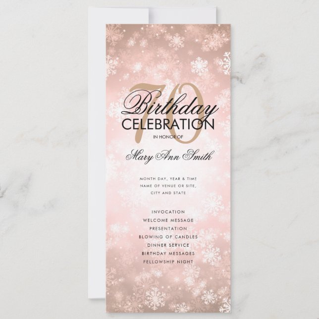 Convite Programa de Aniversário do 70 de Inverno Rosa do P (Frente)