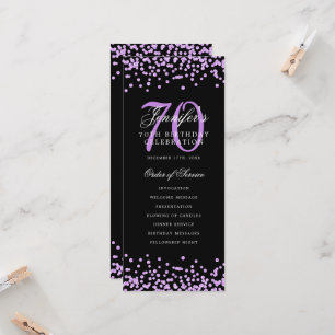 Convite Programa de Aniversário do 70 Obrigado Preto Roxo