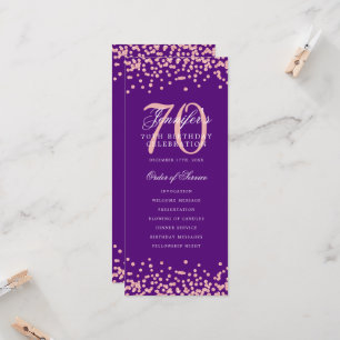 Convite Programa de Aniversário do 70 Obrigado Rosa Roxo D