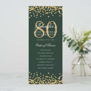 Convite Programa de Aniversário do 80 Dourado Confetti Ver
