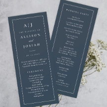 Programa de Casamento Azul Marinho com Monograma E