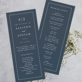 Convite Programa de Casamento Azul Marinho com Monograma E