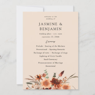 Convite Programa de Casamento B Rustic Earth & Champagne F