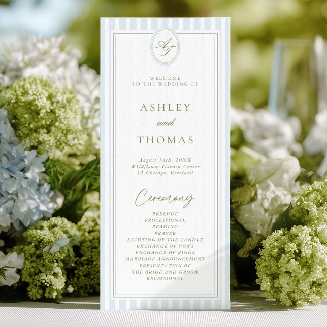 Convite Programa de Casamento Blue & Sage (Criador carregado)