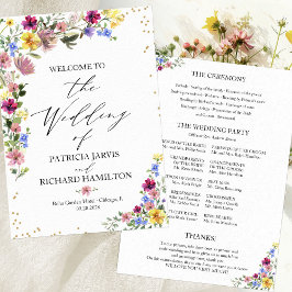 Convite Programa de Casamento Boho com Flores Silvestres