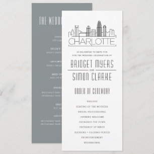Convite Programa de Casamento Charlotte Stylized Skyline  