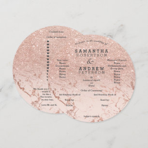 Convite Programa de casamento com brilho de mármore em tom