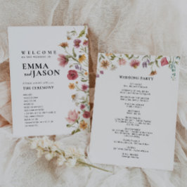 Convite Programa de Casamento com Flores Silvestres