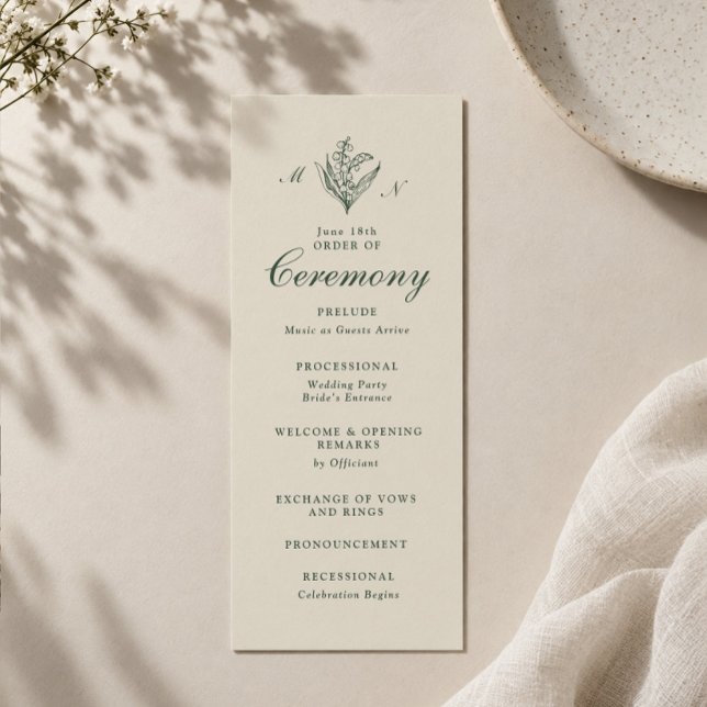 Convite Programa de Casamento com Monograma de Lírio-do-Va (Criador carregado)