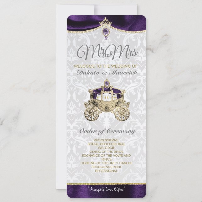 Convite Programa de Casamento Conto de Fadas Real (Frente)