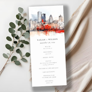 Convite Programa de Casamento da Cidade de Boston Massachu