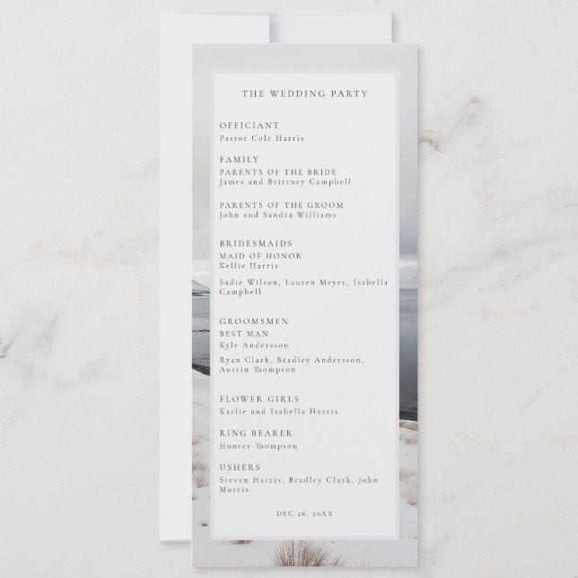 Convite programa de casamento da paisagem casamento no inv (Verso)