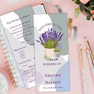 Convite Programa de casamento das Flores de Lavandas Roxas