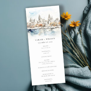 Convite Programa de Casamento de Aquarelas de Kansas City