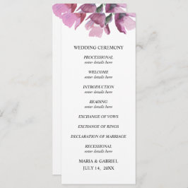 Convite Programa de Casamento de buquês de aquarelas roxas