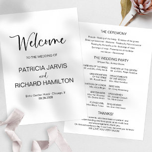 Convite Programa de Casamento de Caligrafia Moderna Simple