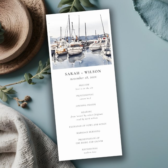 Convite Programa de Casamento de Capas Costeiras em Harbor (Criador carregado)