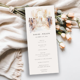 Convite Programa de Casamento de Cerimônia de Casamento de