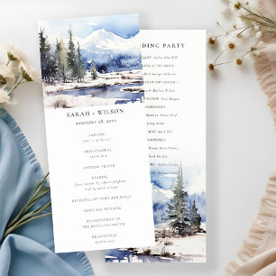 Convite Programa de Casamento de Esqui da Montanha de Neve