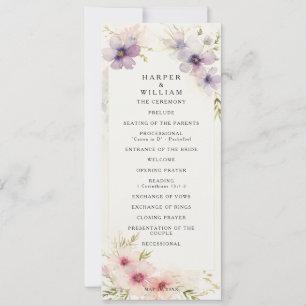 Convite Programa de casamento de flores do cosmos de aquar