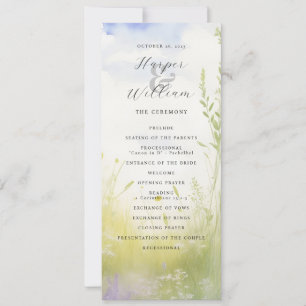 Convite Programa de casamento de flores silvestres da pais