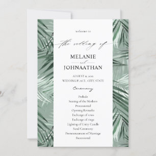 Convite Programa de Casamento de Folhas Tropicais - Mint G