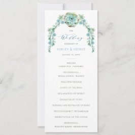 Convite Programa de Casamento de Jardins Flores Suculentes