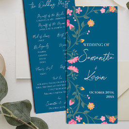 Convite Programa de Casamento de Molas Florais Coloridas