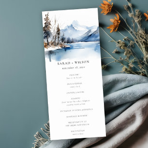 Convite Programa de Casamento de Paisagem de inverno em Mo