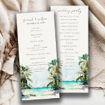 Convite Programa de Casamento de Palmeiras de praia de are<br><div class="desc">Coleção Tema de Palmeiras Tropicais de Cores d'Água.- É um elegante roteiro aquarela Ilustração de palma tropical em praia perfeita para seu casamento e festas de praia tropical. É muito fácil personalizar, com seus detalhes pessoais. Se você precisar de outro produto ou personalização correspondente, por gentileza, envie uma mensagem via...</div>