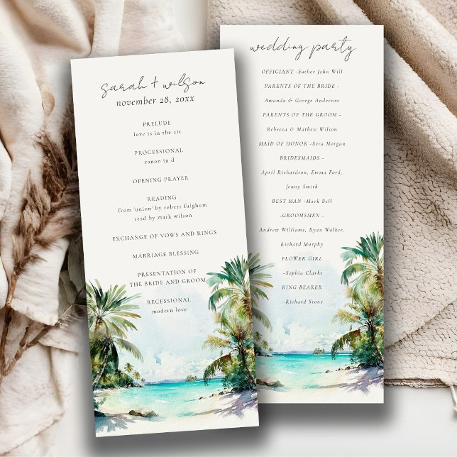 Convite Programa de Casamento de Palmeiras de praia de are (Criador carregado)