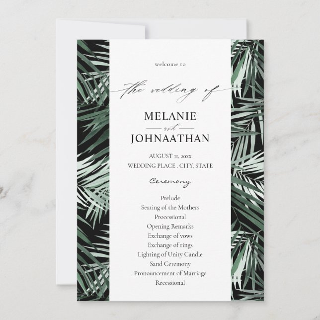 Convite Programa de Casamento de Palmeiras Tropicais - Pre (Frente)