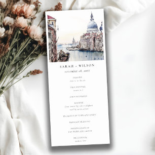 Convite Programa de Casamento de Pastel Veneza Itália Cana