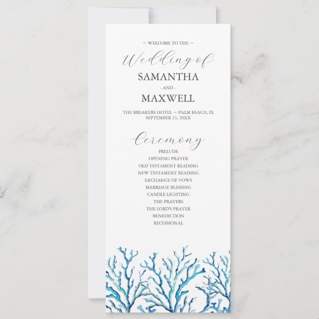 Convite Programa de Casamento de Praia (Frente)