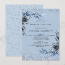 Programa de Casamento de Prata Floral Dusty Blue