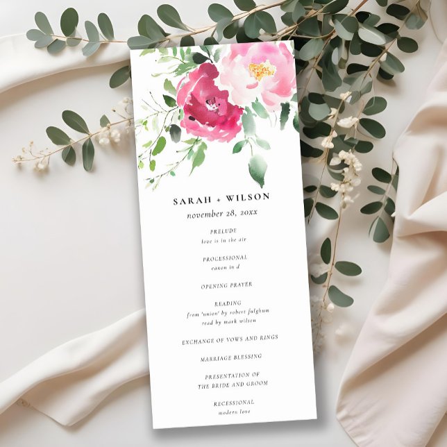 Convite Programa de Casamento de Rosa de Blush Blush ChicP (Criador carregado)