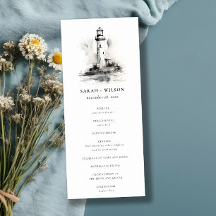 Convite Programa de Casamento de Sketch para Faróis Pretos