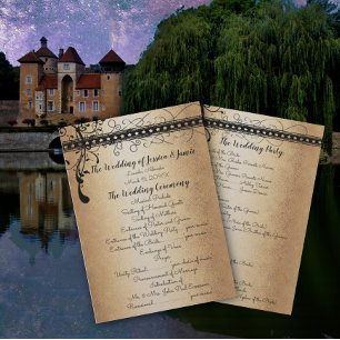 Convite Programa de Casamento Dourado e Negro da Renascen